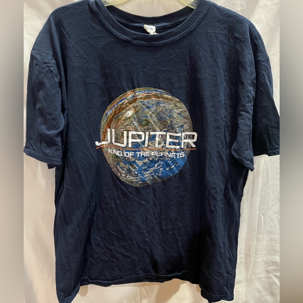 Gildan Navy Jupiter Graphic Tee with Planet Print
